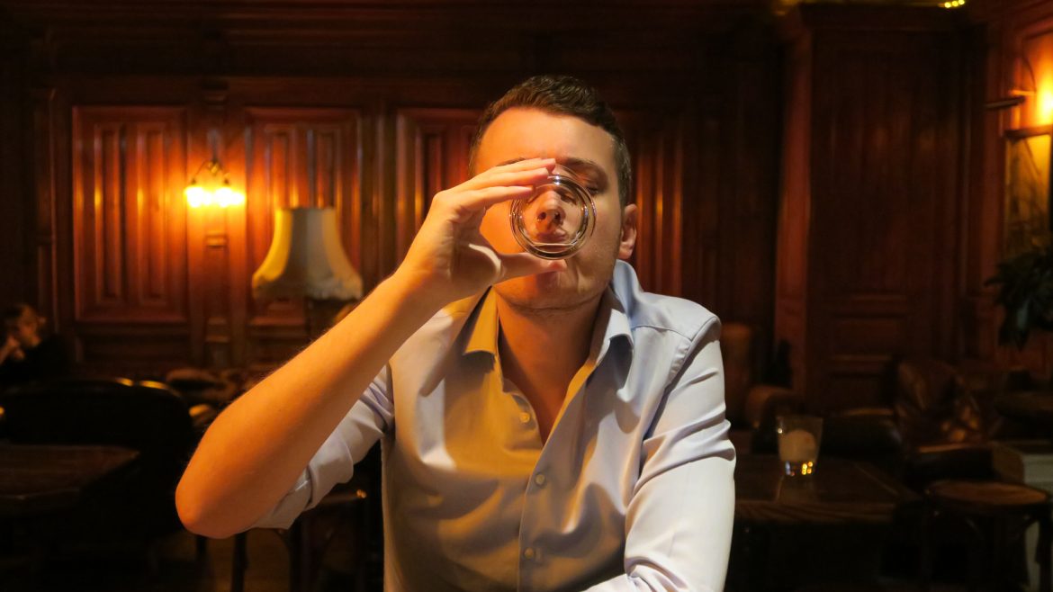 Milos Loncarevic having a drink